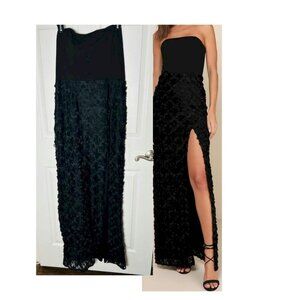 Lulu's Elegant Black Strapless Gown